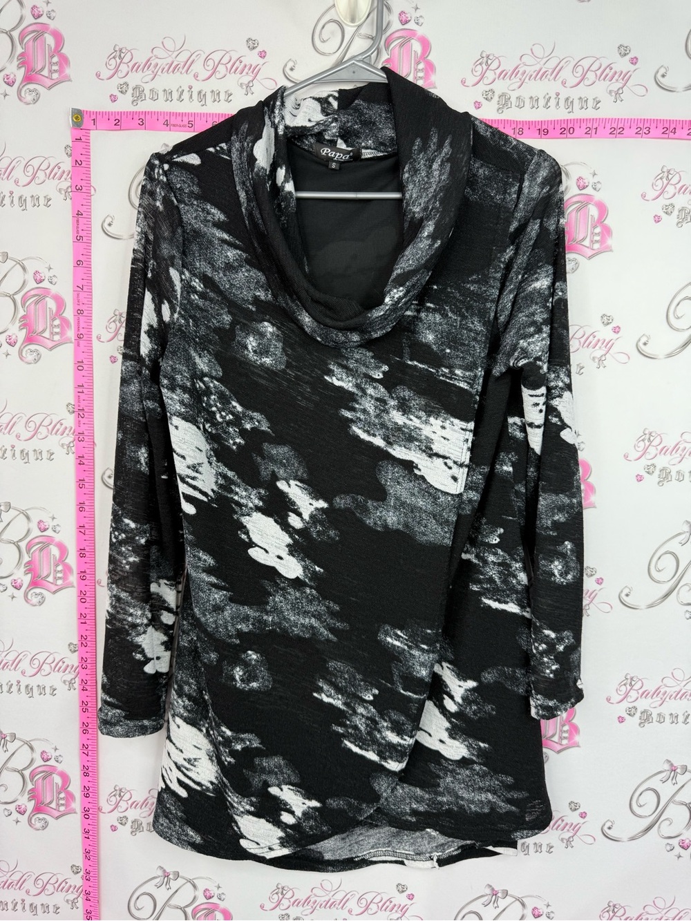 Papa VANCOUVER Black & White Cowl Neck Pullover Sweater